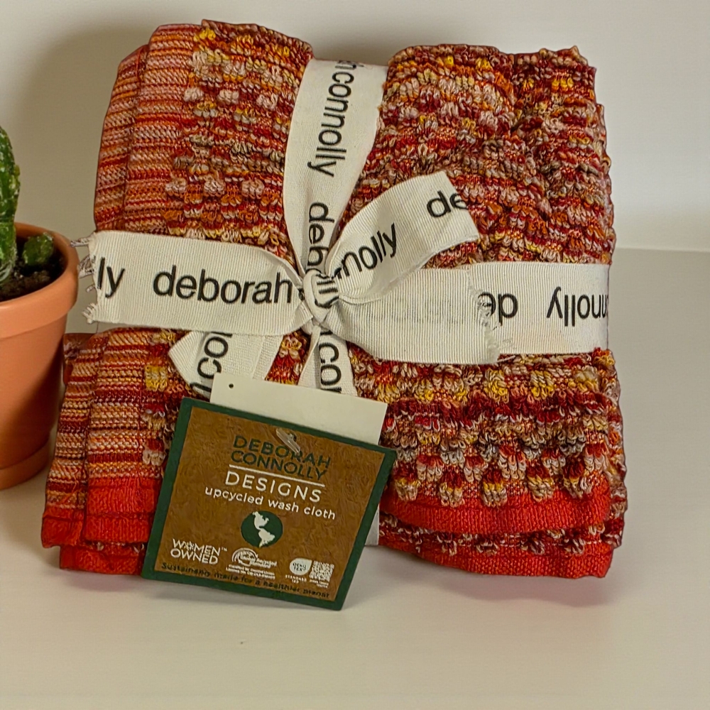 Deborah Connolly Red Upcycled S/4  Face Washcloths